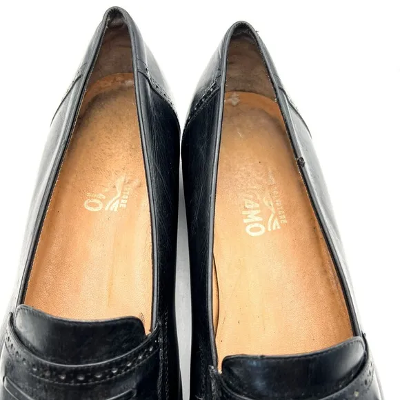 Salvatore Ferragamo Mens Shoes Loafers Men 11.5 B Black Leather Loafers Tassel