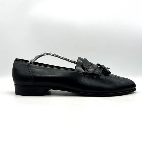 Salvatore Ferragamo Mens Shoes Loafers Men 11.5 B Black Leather Loafers Tassel