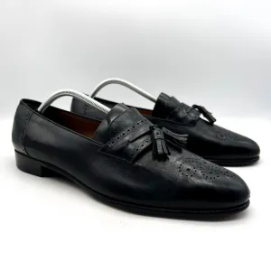 Salvatore Ferragamo Mens Shoes Loafers Men 11.5 B Black Leather Loafers Tassel