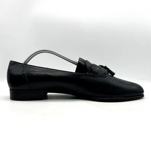 Salvatore Ferragamo Mens Shoes Loafers Men 11.5 B Black Leather Loafers Tassel