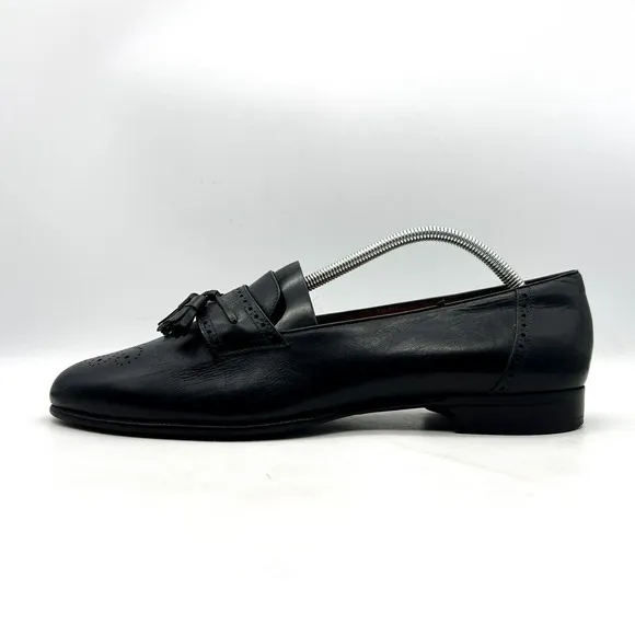 Salvatore Ferragamo Mens Shoes Loafers Men 11.5 B Black Leather Loafers Tassel