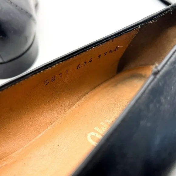 Salvatore Ferragamo Mens Shoes Loafers Men 11.5 B Black Leather Loafers Tassel