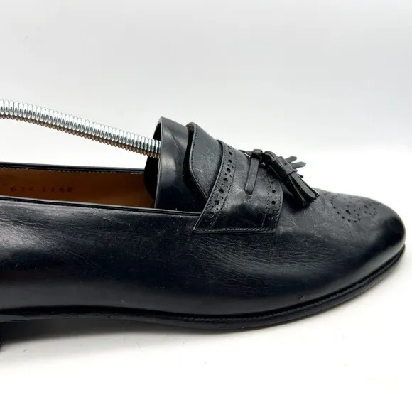 Salvatore Ferragamo Mens Shoes Loafers Men 11.5 B Black Leather Loafers Tassel