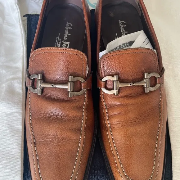 Salvatore Ferragamo Men's Tan Leather Loafers