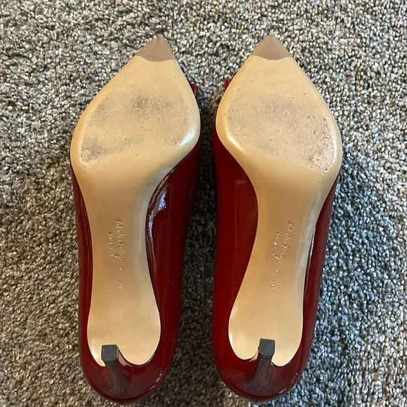 Salvatore Ferragamo Red Patent Leather Bow Pumps