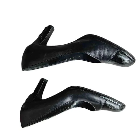 Salvatore Ferragamo Womens Black Leather Pumps Dress Shoes Heels Size 8.5