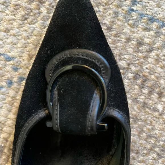 Salvatore Ferragamo Women's Black Suede Pumps with Kitten Heel