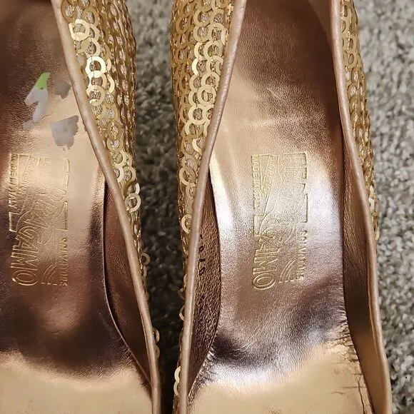 Salvatore Ferragamo gold heels 10