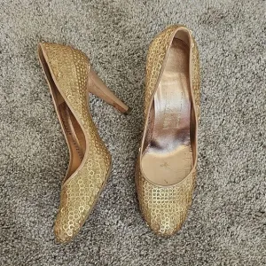 Salvatore Ferragamo gold heels 10