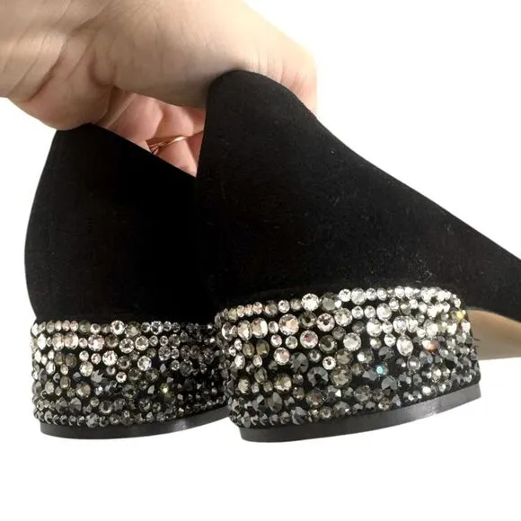 Salvatore Ferragamo Vara pump in black suede with rhinestone heel