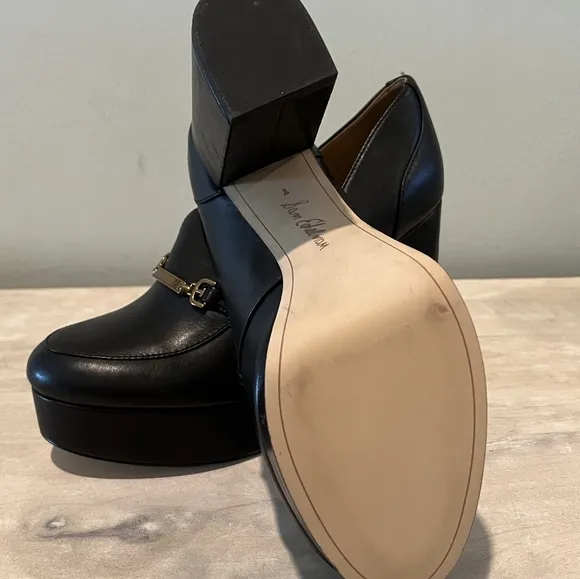 Sam Edelman Aurelie Black Leather Platform Heels in Size 8M/38EUR NWOT