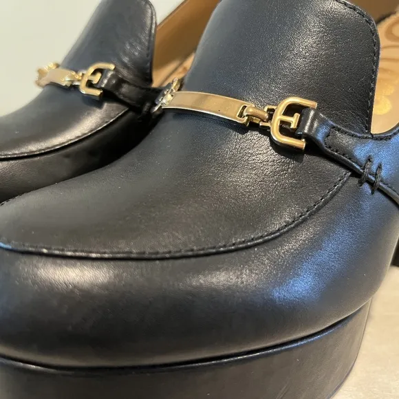 Sam Edelman Aurelie Black Leather Platform Heels in Size 8M/38EUR NWOT