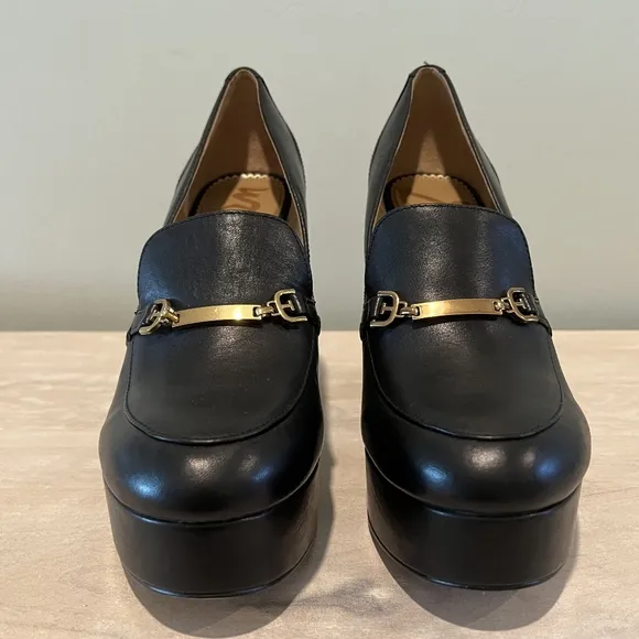 Sam Edelman Aurelie Black Leather Platform Heels in Size 8M/38EUR NWOT