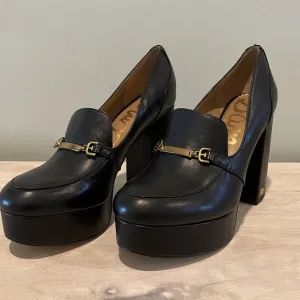 Sam Edelman Aurelie Black Leather Platform Heels in Size 8M/38EUR NWOT