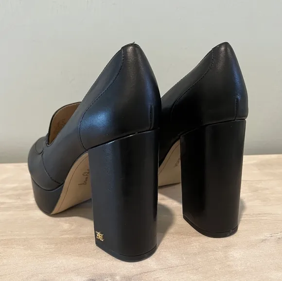 Sam Edelman Aurelie Black Leather Platform Heels in Size 8M/38EUR NWOT