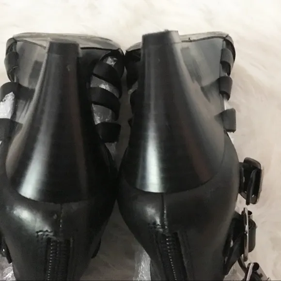 Sam Edelman Black Leather Sandals Wedges Size 8