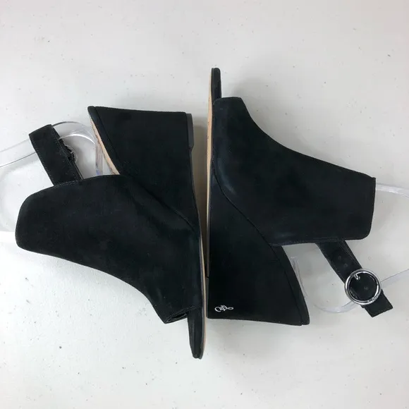 Sam Edelman Black Wedge Suede Sandals Size 6M
