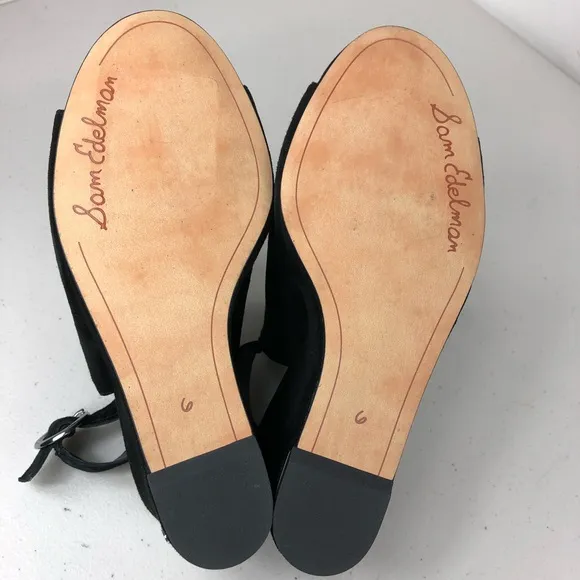 Sam Edelman Black Wedge Suede Sandals Size 6M