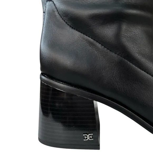 Sam Edelman Black Wells Faux Leather Block Heel Ankle Boots Size 9.5M New