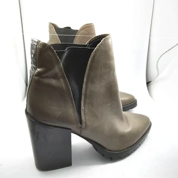 Sam Edelman Block Heel Booties Size 10 Green and Black
