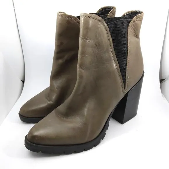 Sam Edelman Block Heel Booties Size 10 Green and Black