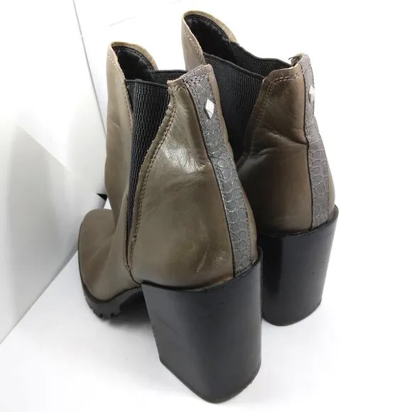 Sam Edelman Block Heel Booties Size 10 Green and Black