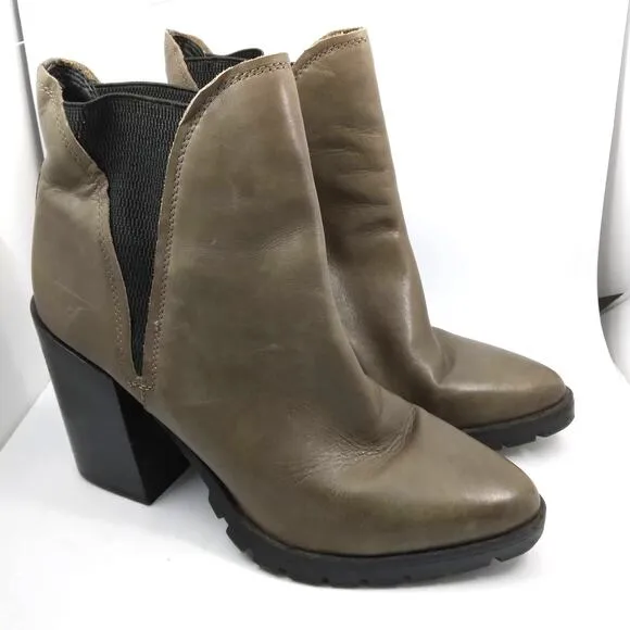 Sam Edelman Block Heel Booties Size 10 Green and Black