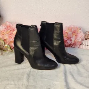 𝅺SAM Edelman Case Leather Block Heel Boots Size: 8.5