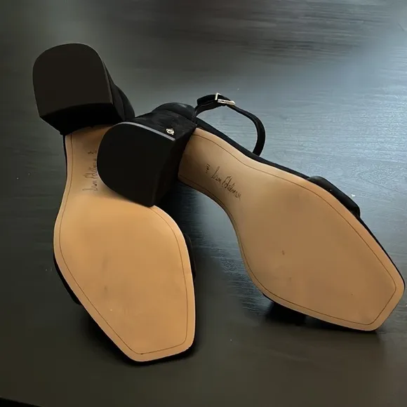 Sam Edelman Daniella black suede leather ankle block heel sandals Sz 10 1/2 new