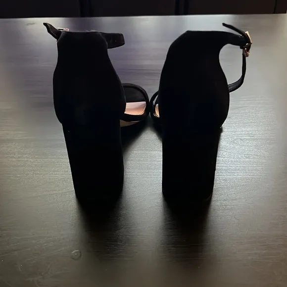 Sam Edelman Daniella black suede leather ankle block heel sandals Sz 10 1/2 new