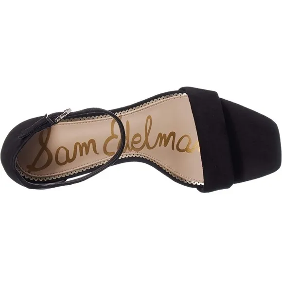 Sam Edelman Daniella black suede leather ankle block heel sandals Sz 10 1/2 new