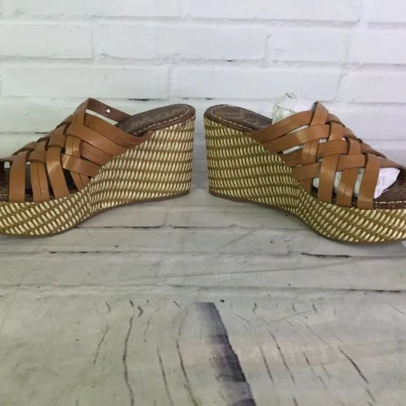 Sam Edelman Devon Saddle Tan Leather Wedge Sandals
