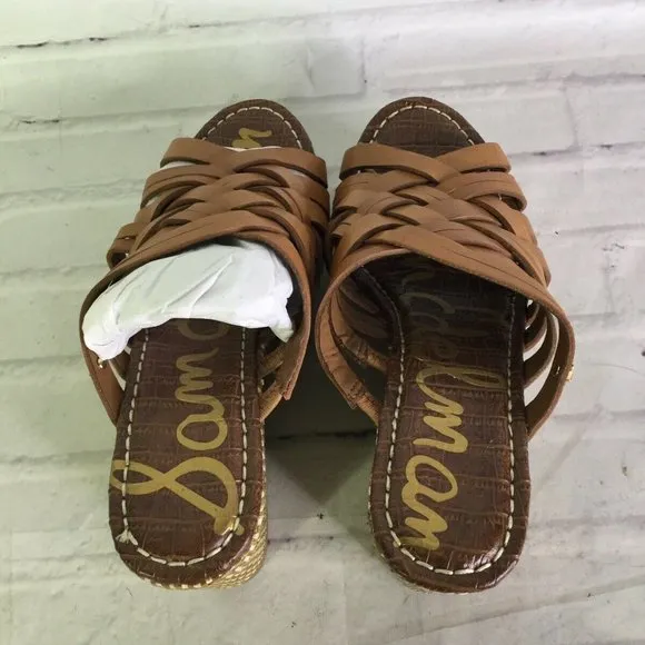 Sam Edelman Devon Saddle Tan Leather Wedge Sandals