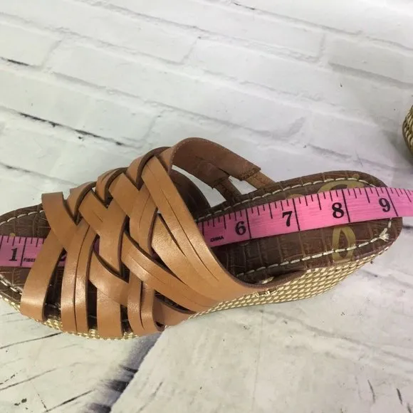 Sam Edelman Devon Saddle Tan Leather Wedge Sandals