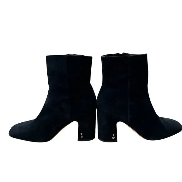 SAM EDELMAN FAWN BLOCK HEEL BOOTIE Black Suede‎ size 8.5 EUC