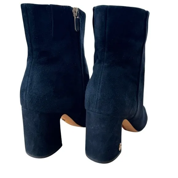 SAM EDELMAN FAWN BLOCK HEEL BOOTIE Black Suede‎ size 8.5 EUC