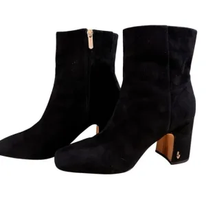 SAM EDELMAN FAWN BLOCK HEEL BOOTIE Black Suede‎ size 8.5 EUC