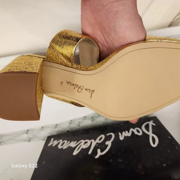 Sam Edelman Gold Leather &quot;Delaney&quot; Block Heeled Sandals. NIB. Various