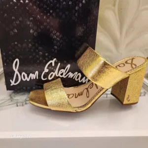 Sam Edelman Gold Leather &quot;Delaney&quot; Block Heeled Sandals. NIB. Various