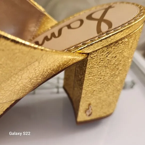 Sam Edelman Gold Leather &quot;Delaney&quot; Block Heeled Sandals. NIB. Various