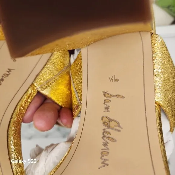 Sam Edelman Gold Leather &quot;Delaney&quot; Block Heeled Sandals. NIB. Various