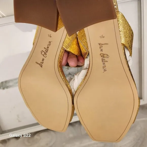 Sam Edelman Gold Leather &quot;Delaney&quot; Block Heeled Sandals. NIB. Various