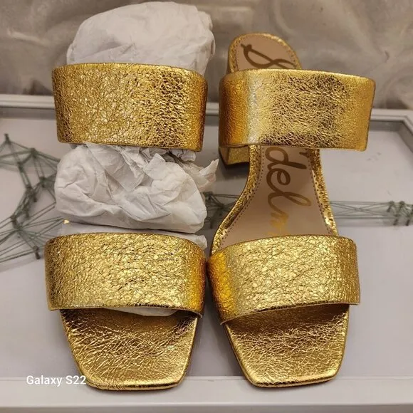 Sam Edelman Gold Leather &quot;Delaney&quot; Block Heeled Sandals. NIB. Various