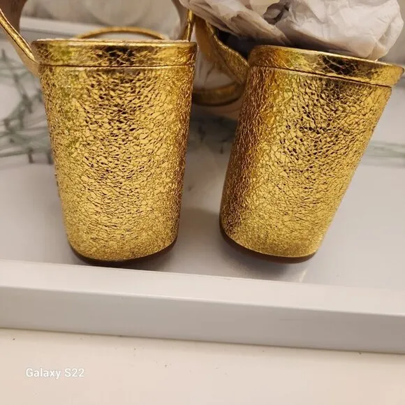 Sam Edelman Gold Leather &quot;Delaney&quot; Block Heeled Sandals. NIB. Various