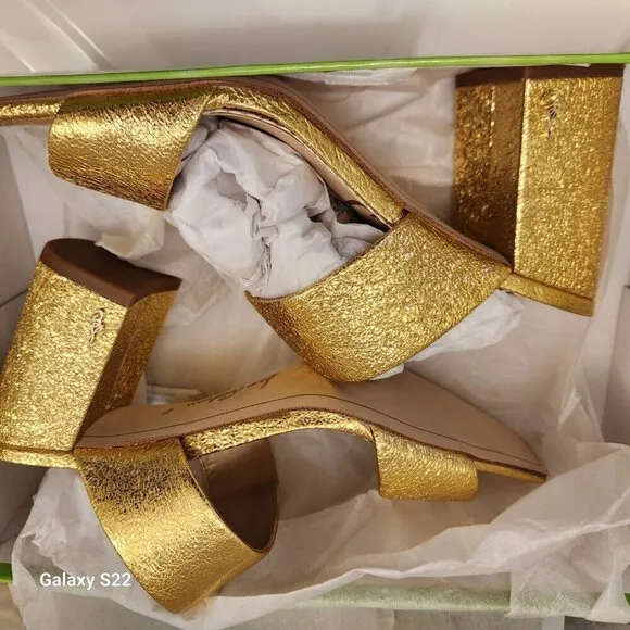 Sam Edelman Gold Leather &quot;Delaney&quot; Block Heeled Sandals. NIB. Various