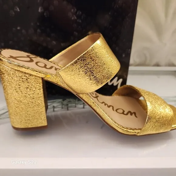 Sam Edelman Gold Leather &quot;Delaney&quot; Block Heeled Sandals. NIB. Various