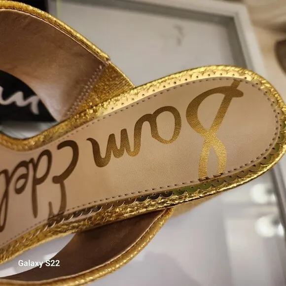 Sam Edelman Gold Leather &quot;Delaney&quot; Block Heeled Sandals. NIB. Various