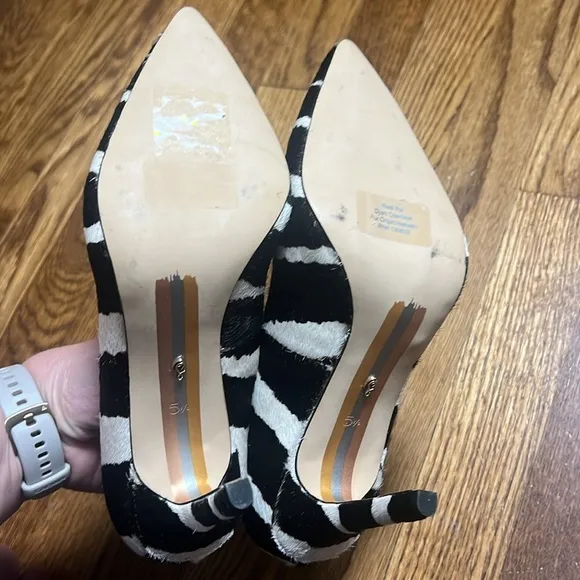 SAM EDELMAN Hazel Pumps Women's Shoes In Ivory/black Size 5.5
