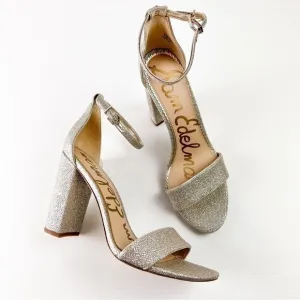 Sam Edelman Heel Sandals womens 10.5 Ankle Strap Open Toe Yaro Gold Mesh Heel