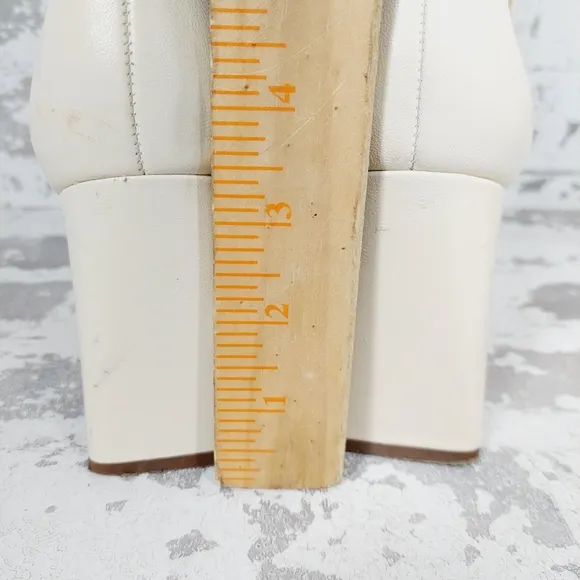 Sam Edelman Irie White Leather Slip On Block Heel Ankle Boots W488